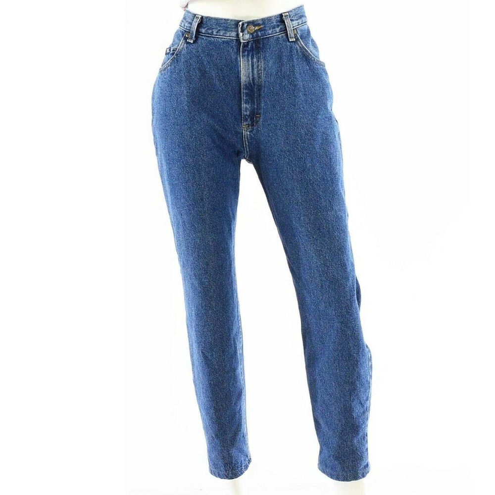 80s Vintage Cropped Tapered Leg Jeans Western Yoke V Pocket Womens 14 34W Lee L